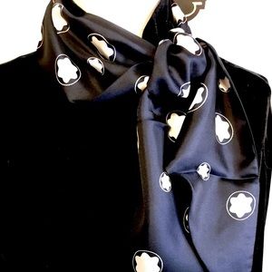 Montblanc Silk Scarf Black with White Logo